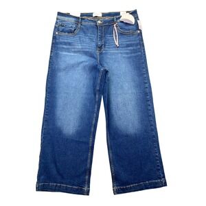 Curve Appeal Culotte Jeans Wide Leg Sculpt Slimming Dark Wash Sz‎ 16/33 Fits 34"